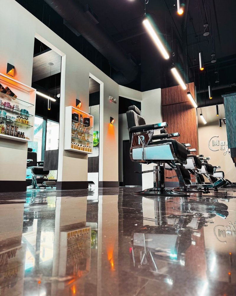 ManCave for Men low-angle shot of barbershop